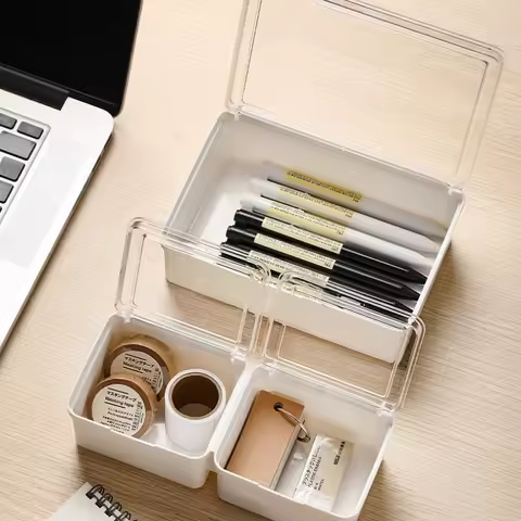 Office Drawer Storage Box, Flip Cover Small Item Compartment Storage Box, Desktop Stationery, Office