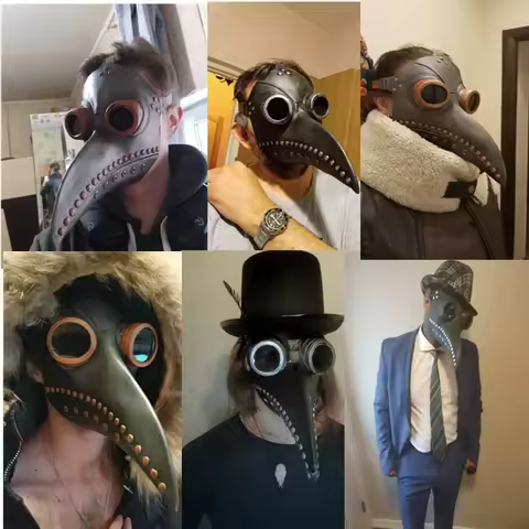 Plague Doctor Mask Medieval Steampunk Plague Doctor Bird Mask Latex Punk Cosplay Mask Beak Adult Hal