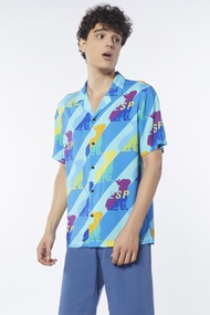 ESP เสื้อเชิ้ตฮาวายลายเฟรนช์ชี่ ผู้ชาย | Frenchie Print Hawaiian shirt | 03871