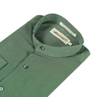 Hazard เสื้อเชิ้ตทำงานคอจีนแขนยาวลายทาง ผ้า Micro Filament(ไมโครฟิลาเมนท์) สีเขียวกลาง