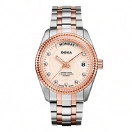 Doxa D131RRO Men's Gold Strap Champagne Dial Automatic Mechanical Double Calendar Watch