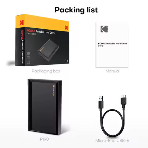 Kodak 2.5 inch Protable Hard Drive USB3.0 5Gbps 500GB 1TB External Hard Disk HDD For PS4 Desktop Com