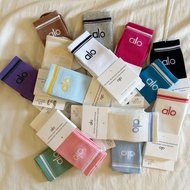Alo Women's Cotton Socks Sports Ankle Knit Socks Alo Letters and Stripes for Yoga Gym Daily Wear