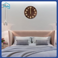 Fityle Hanging Wood Wall Clock Modern Rustic Mute Clock for Home Living Room Office