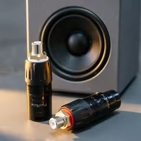 XLR to RCA Adapter Male/Female – OCC Silver Plated Rhodium RCA + Gold XLR, HiFi Audio Connector (Red