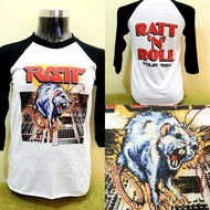 Band Clothes Vintage Reprint Sleeve 3q Three Tribes Print Absorb Ratt N Roll Tour 1984 Band T-shirt