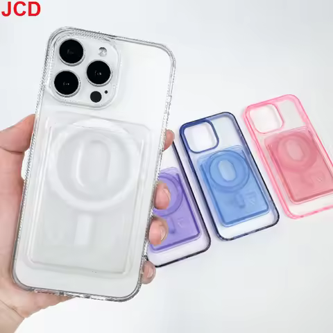 JCD TTransparent Card Cover For Apple Huawei Phone Case Color Back Sticker Card Cover PC Hard Magsaf