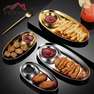 Verno 304 Stainless Steel Korean Oval Plate Wan Food Fried Chicken Fries Small Karaoke Bar