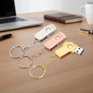 JASTER USB 2.0 Flash Drive 64GB to 128MB Metal Portable Rotatable Cute Pendrive Gift