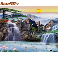 RUOPOTY 60x75cm/50x65cm/40x50cm Frame Oil Painting By Number Mountain Scenery DIY Frame HandPainted 