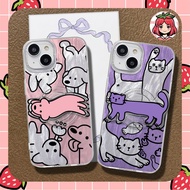 [1 SET] Feather Printing Dog and Cat case for vivo y15s y01 y21s y21 2021 y02 y02t y03 y18 y19s y29 