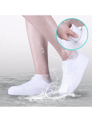 1雙橡膠雨靴套，適用於戶外使用，乳膠防水鞋套，防雨鞋套可重複使用，防滑雨靴，旅行配件