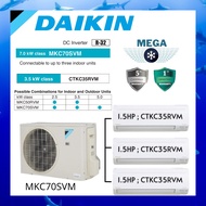 DAIKIN MULTI-SPLIT AIR COND INVERTER [OUTDOOR MKC70SVM 3.0HP] + [INDOOR 3 UNITS 1.5 HP CTKC35]