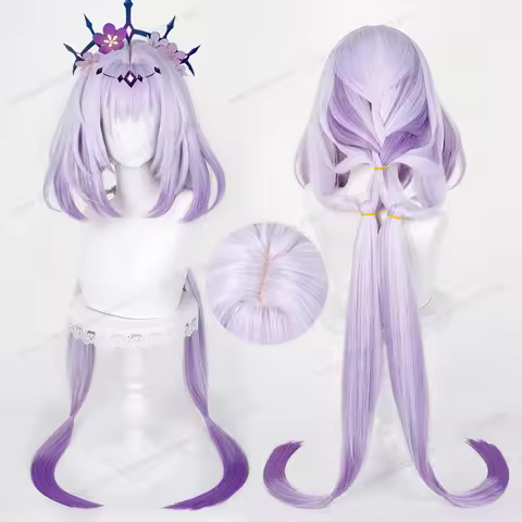 HSR Castorice Cosplay Wig Synthetic Hair 130cm Long Light Purple Gradient Mixed Women Wig Heat Resis