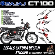 Bajaj CT100 Full Decals Sticker Sakura Design Accessories Bundle
