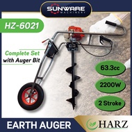 HARZ HZ6021 Earth Auger 52CC 63CC Machine With Auger Trolley Wheel / Mesin Drill Tanah / Mesin Gerud