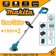 Makita เครื่องตัดหญ้า เครื่องตัดหญ้าไฟฟ้า 199VF แบต2ก้อน เล็มหญ้า เครื่องตัดหญ้าไร้สาย แถมอุปกรณ์เสริม + 3ใบมีดแตกต่างกัน Lawn Mower