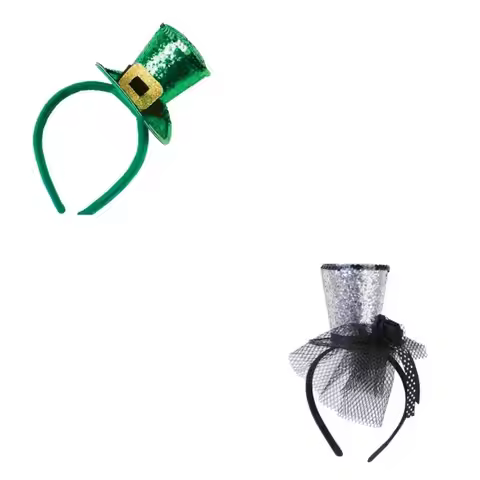 Kids Hair Hoop with Glitter Top Hat for Christmas New Year Bridal Party 1920s Tophat Headband