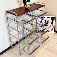 Snacks Retro Living Room Medieval Rack Storage Kitchen Rack Household Trolley Mobile Floor Wheel Rac