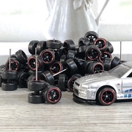 MERAH HOT WHEELS DIECAST RUBBER TYRE WHEELS MODEL BLACK RED 1:64 5 ZIGEN