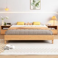 北歐日式無床頭白蠟木床榻榻米床簡約實木床出租房矮床民宿家具床