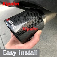 1PCS Rolled Edge Carbon Fiber Exhaust Tailpipe Glossy Black Cover Tips Universal Exhaust Muffler Tip