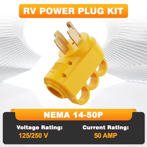 NEMA 14-50P Male / NEMA 14-50R Female RV 50 Amp Male or Female Replacement Plug with Handle For RVs
