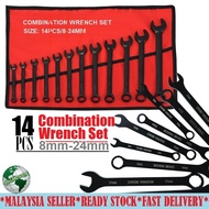 14PCS Black CRV Combination Wrench Set 8mm-24mm Spanner Set Spanar Tool