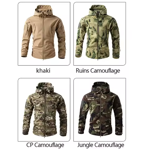 Lurker Shark Skin Soft Shell Tactical Jacket Men Waterproof Fleece Hooded Coat Hunt Clothes Autumn N