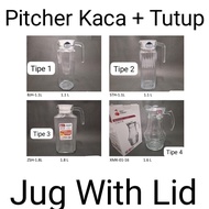 Glass Pitcher With Lid Water Jug With Lid Glass Body/ Plastic Lid/ Glass Container for Juice and Syr