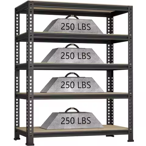 5-Shelf Heavy Duty Shelving - Adjustable Garage Storage Shelves, Metal Utility Storage Racks for War