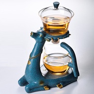 ＜902＞Deer Glass Teapot Turkish Drip Pot Infuser Tea Coffee Pot Heat-Resistant Glass Teapot Puer Kett