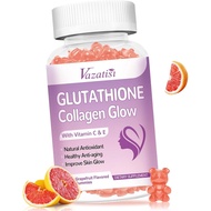 Glutathione Collagen Glow Gummies, Collagen Gummies with Vitamin C, E, Glutathione Supplement for Wo