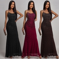 2025新品CY感吊带烫钻连衣裙聚会长裙女CY Sling Rhinestone Dress Party Dress Womenjbned08my20260116