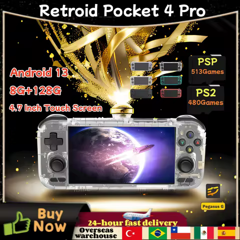 Retroid Pocket 4 Pro RP 4Pro Handheld Game Console Retro Video Game Consoles 4.7Inch Touch Screen 8G