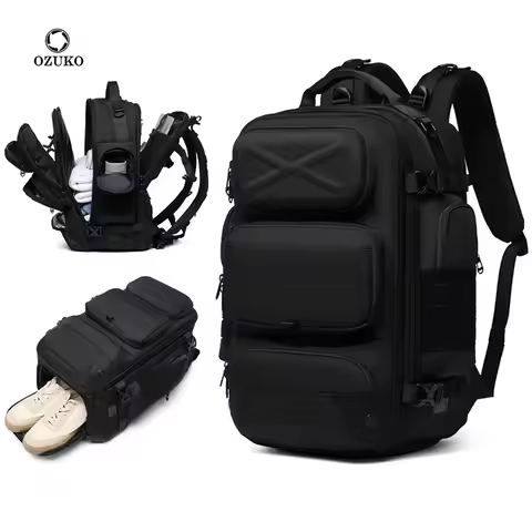 Ozuko Men's Backpack Outdoor Multi Functional Travel Bag Large Capacity Waterproof Separate Shoe Com