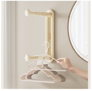 可伸縮衣架收納架，壁掛式衣架整理器，無需打孔和釘子，適用於衣櫃或洗衣房的可伸縮衣架