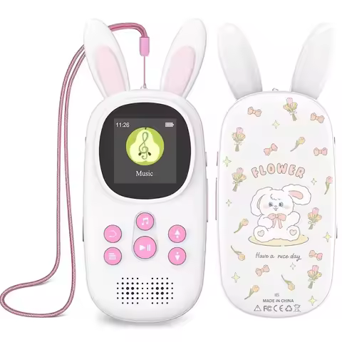 New Bunny Style MP3 Player 1.44inch 32G Bluetooth 5.0 Mini Cute MP3 for Kids Support FM Radio,Record