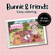 Rynahpinkydesk Coloring books Bunnie and Friends A4 size.