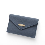 ANNA DOLLY 優雅信封式真皮多卡短夾 煙藍