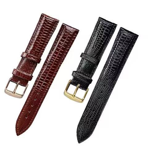 Fashion Watch Band Leather Wristband Watch Accessories Lizard Pattern Pin Buckle Strap Belt for Top 