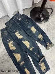 Quần baggy jean nữ rách Bigsize 40kg-90kg hàng QC cao cấp kiểu dáng baggy QC5003  2KJeans