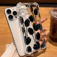 Simple Black Tulip Phone Case For Samsung Galaxy S9 S8 S9+ S8+ J7 J5 J3 Pro A3 A5 A7 2017 J2 J4 Core