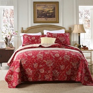 NEW CHAUSUB Bedspreads Cotton Quilt Set 3 Piece Quilts For Bed Cover Shams Red Printed Coverlet King Queen Size Summer Blanket