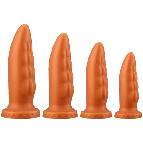 Liquid Silicone Worm-Shaped Anal Plug Set of 4 with Textured Surface for Enhanced Anal Stimulation S