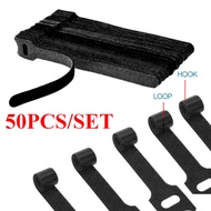 【happy-Store】50pcs Self-adhesive Fixed Velcro Tape Nylon Velcro Cable Tie Wire Reusable Hook and loop fastener Tape Velcro Strap Wire Ties