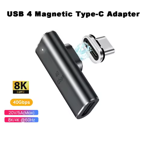 24 Pin 100W USB4 Gen 3 Magnetic Type-C Adapter 5A 8K@60Hz 40Gbps USB-C Convertor For Macbook Compati