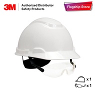 3M H-700R Series Safety Helmet with 3M V6E Helmet Attached Safety Eyewear Set [Self-assembly] [1 Helmet + 1 Eyewear]