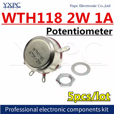 5pcs/lot WTH118 2W 1A 470R 1K 2.2K 3.3K 4.7K 5.6K 10K 22K 47K 100K 470K 500K 560K 1M ohm Potentiomet