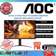 AOC U27G4 27 Inch Fast IPS Gaming Monitor 4K 160Hz FHD 320Hz 0.5ms HDMI DP HDR Height Adjust
